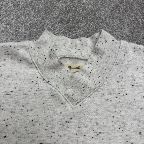Madewell MWL BetterTerry Speckled V-Notch Pullover Sweatshirt Womens XXS Gray - Picture 3 of 12